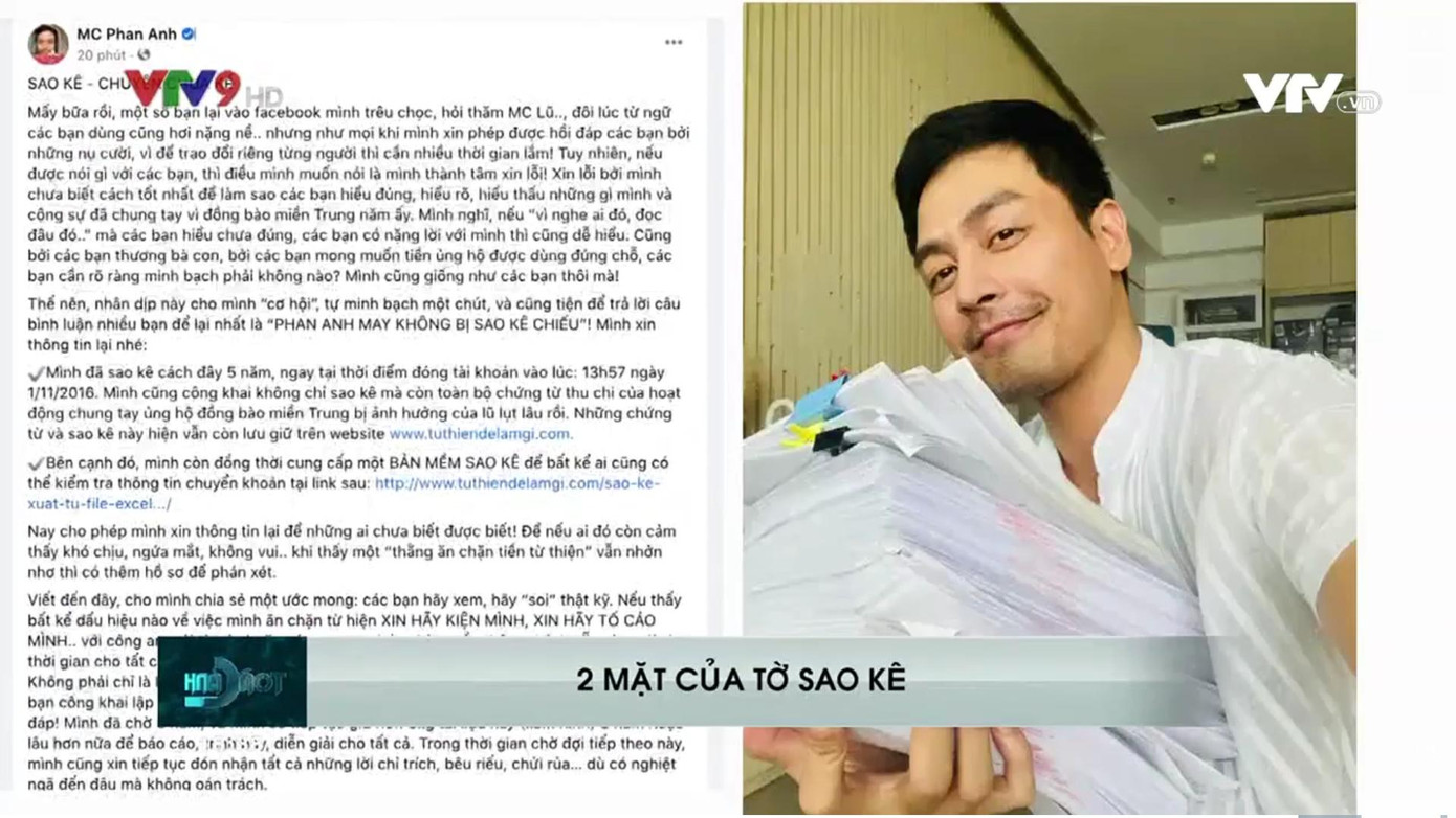 Chương trình lấy ví dụ về trường hợp MC Phan Anh bị khán giả tẩy chay vì vướng phải lùm xùm liên quan đến ăn chặn tiền từ thiện 24 tỉ đồng vào năm 2016.