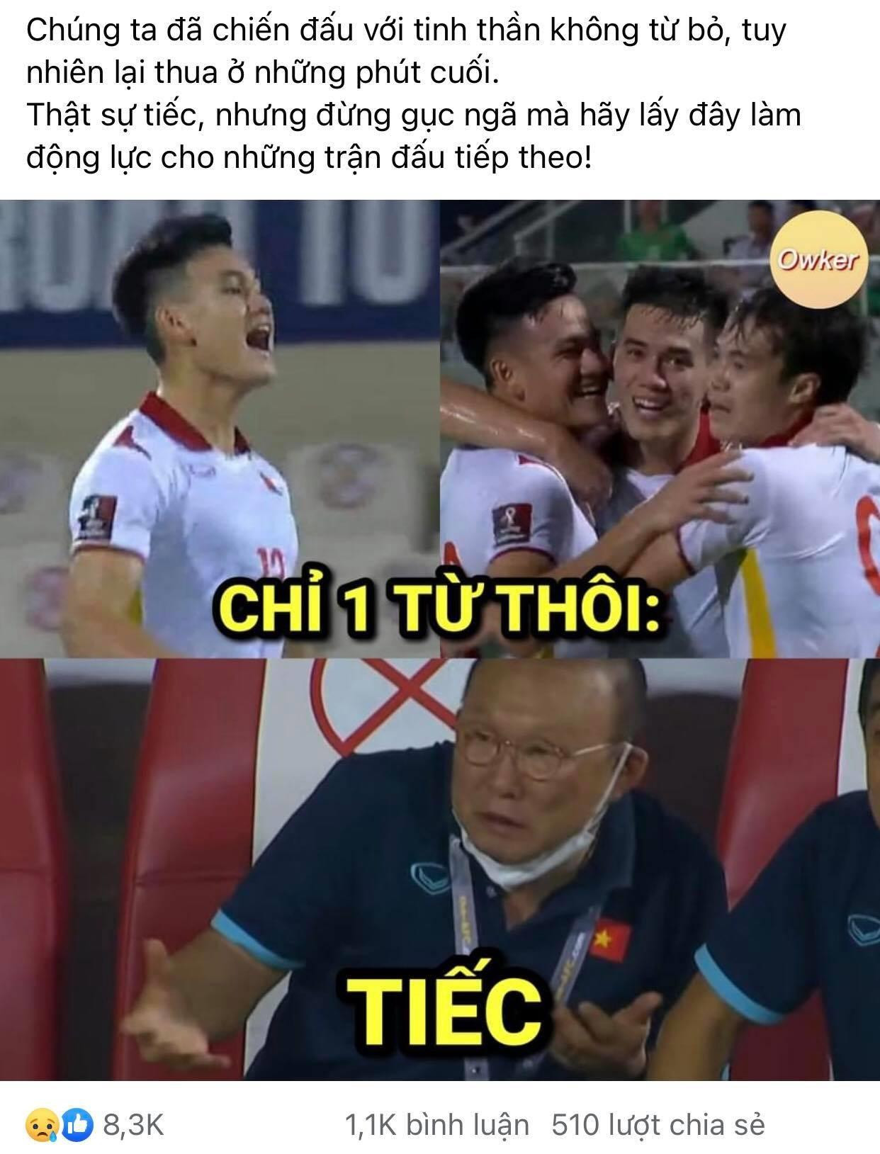 &quot;Tiếc&quot; là từ mà nhiều cổ động viên nhắc đến sau trận đấu với tuyển Trung Quốc. Ảnh: Fandom Owker