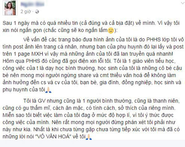 Cô giáo tiểu học xinh đẹp đáp trả những lời bình luận 'vô văn hóa' ảnh 1