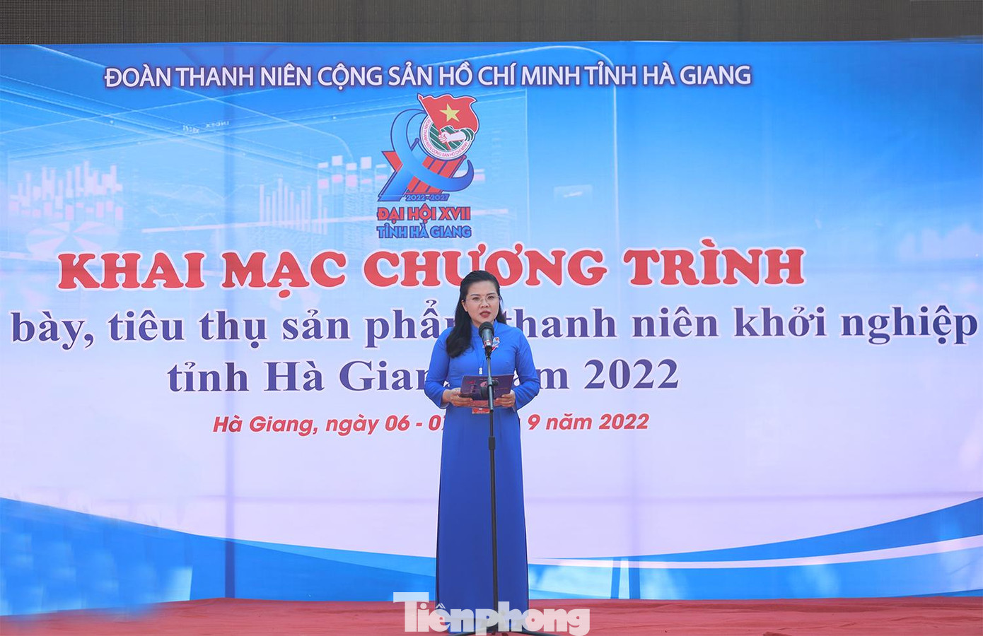 Chị Đỗ Thị Hương - Ủy viên BCH TƯ Đoàn, Tỉnh ủy viên, Bí thư Tỉnh Đoàn phát biểu khai mạc