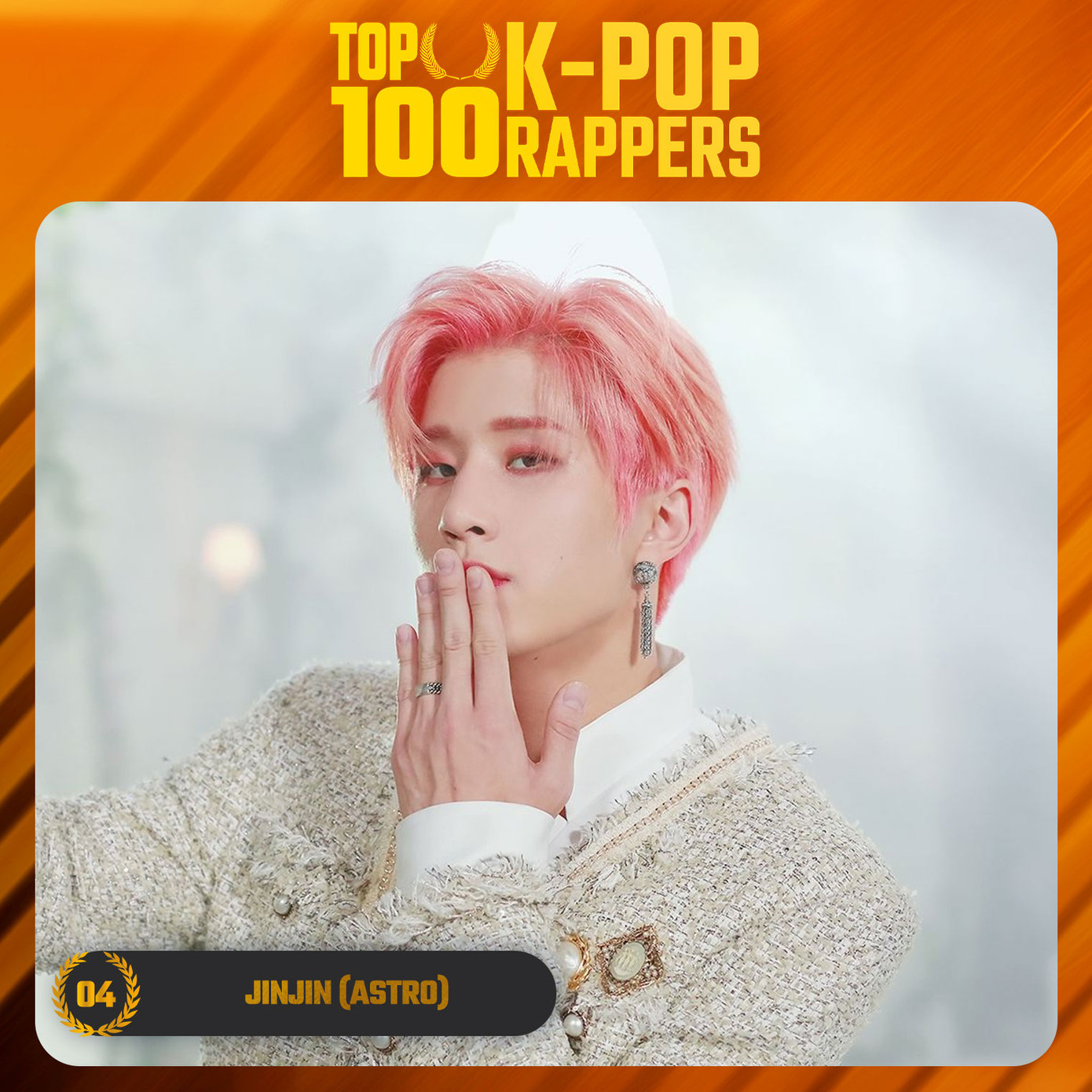 Jinjin là trưởng nhóm kiêm rapper của Astro. Từ khi ra mắt, khả năng rap của nam idol sinh năm 1996 luôn được đánh giá cao. Mọi người không bất ngờ khi anh được xếp hạng 4.