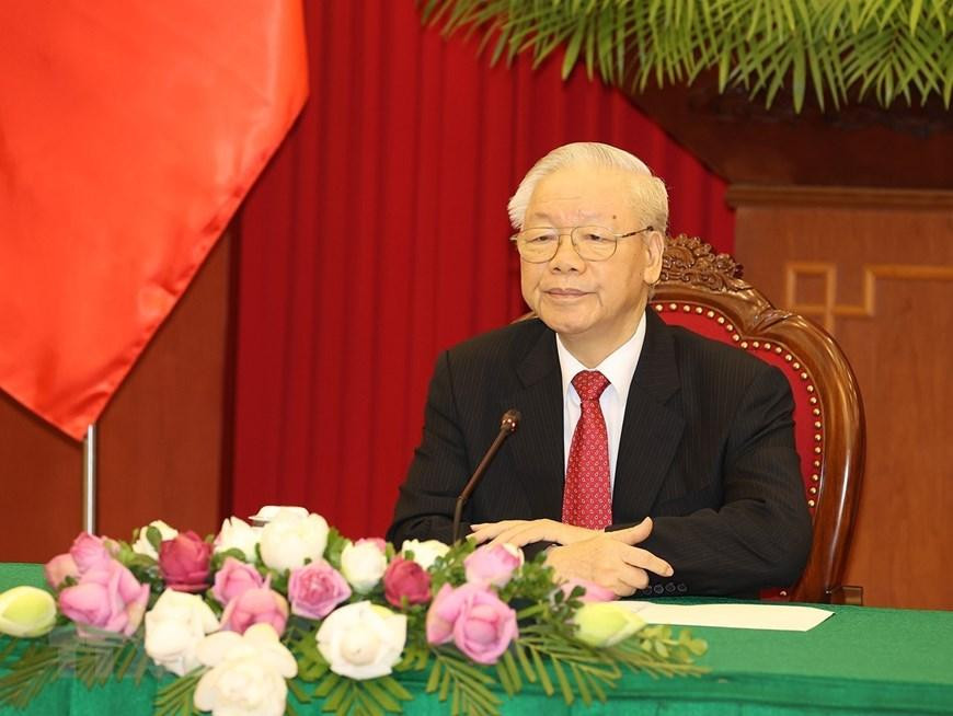 Tổng Bí thư Nguyễn Phú Trọng hội đàm với Tổng thống Hàn Quốc Yoon Suk-yeol. (Ảnh: Trí Dũng/TTXVN) Tổng Bí thư Nguyễn Phú Trọng hội đàm với Tổng thống Hàn Quốc Yoon Suk-yeol. (Ảnh: Trí Dũng/TTXVN)