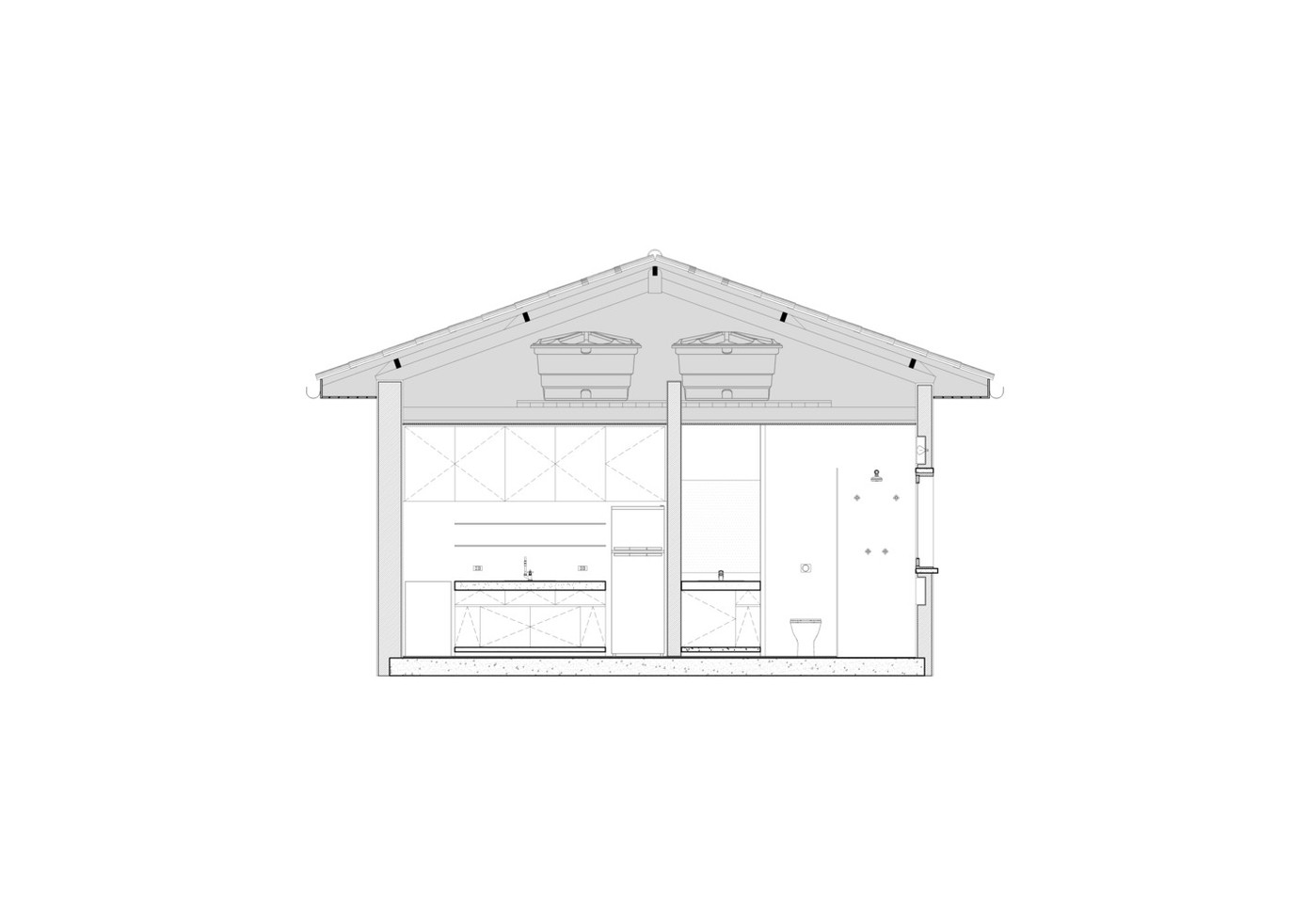 Phía trên phòng tắm là các bể chứa nước của toàn bộ tòa nhà. Phía trên phòng tắm là các bể chứa nước của toàn bộ tòa nhà.