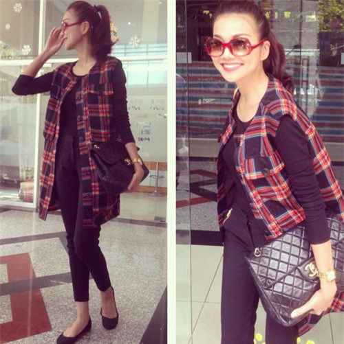 Sao Hàn-Việt nóng theo 'cơn sốt' áo khoác caro ảnh 2