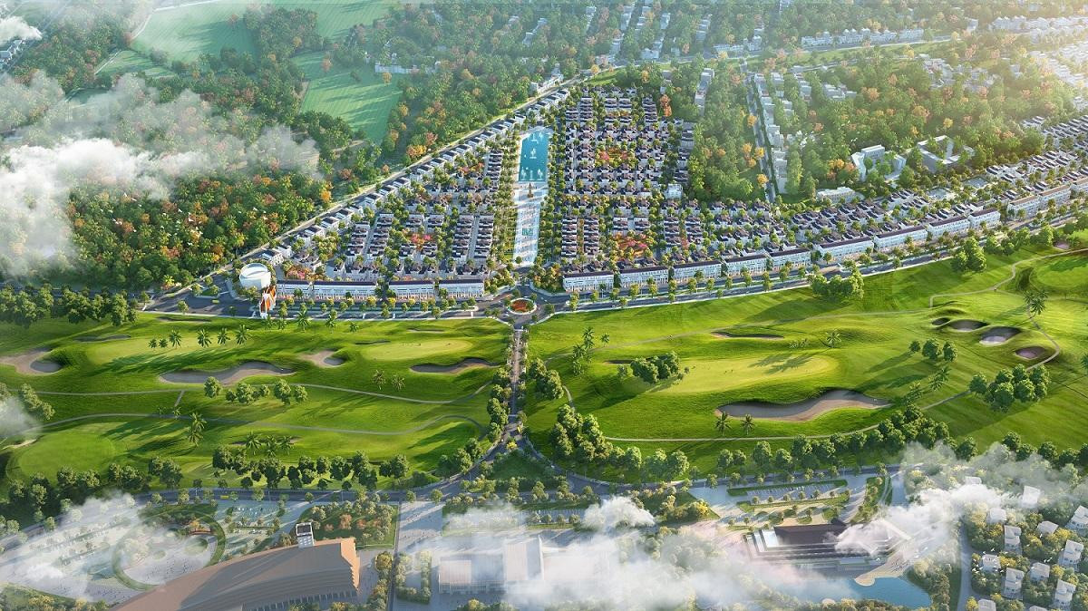 Phối cảnh một phần đô thị sinh thái và sân golf tại FLC Gia Lai.