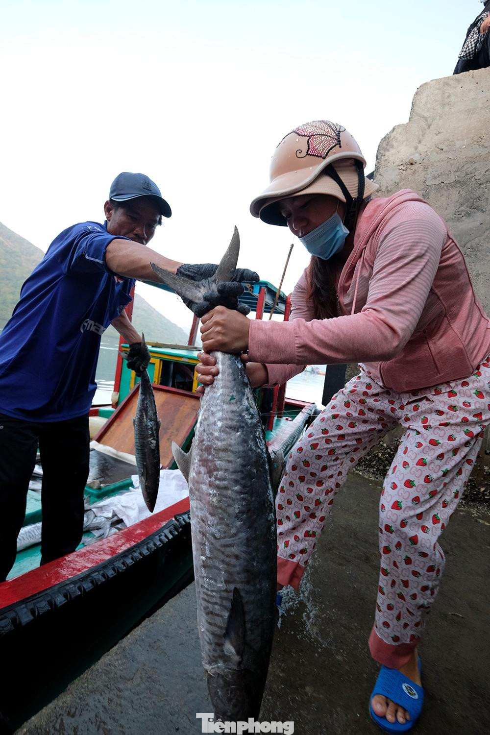Chuyến ra khơi này, thuyền câu được khoảng 3 tạ cá và phần lớn là cá thu, phần ít còn lại là cá nhồng. Mỗi kg cá thu bán tại cảng là 150 nghìn, cá nhồng là 70 nghìn/kg. Phần lớn số cá này sẽ cung cấp cho nhu cầu trên đảo.