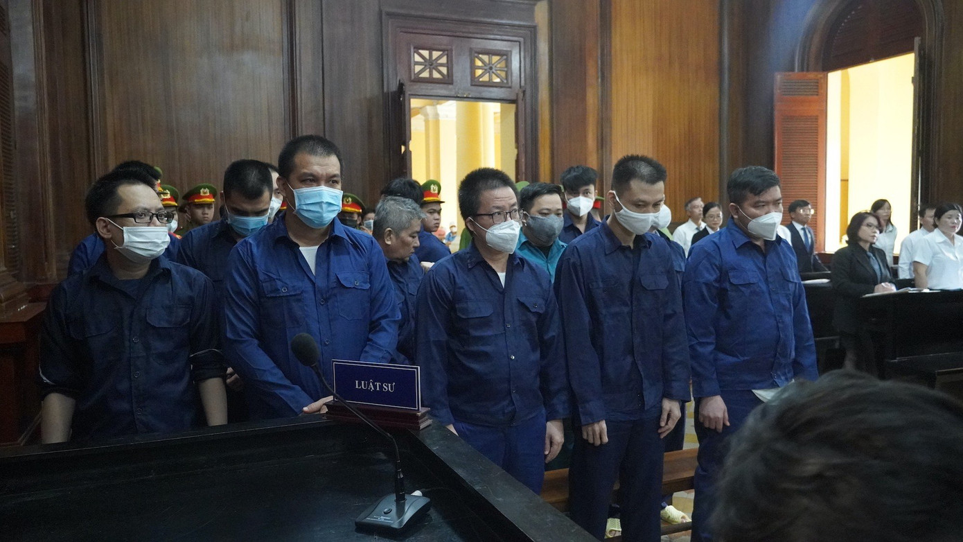 Các bị cáo tại phiên tòa.