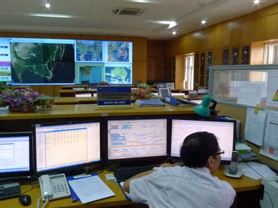 Bàn điều hành của "NASA VNA". Ảnh: Bảo Khánh. Bàn điều hành của