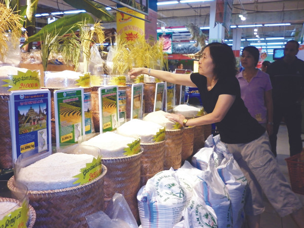 Gạo Thái Lan nhập khẩu tại siêu thị vẫn được nhiều bà nội trợ lựa chọn. Ảnh: Phạm Anh. Gạo Thái Lan nhập khẩu tại siêu thị vẫn được nhiều bà nội trợ lựa chọn. Ảnh: Phạm Anh