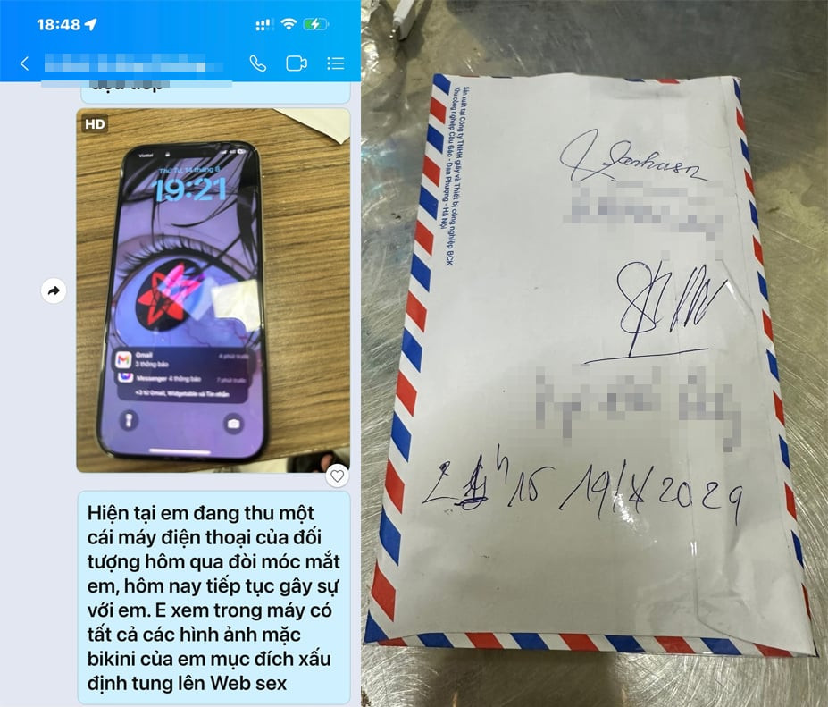 Cư dân cho biết đã giữ và giao nộp cho cơ quan công an một chiếc điện thoại nghi vấn có ảnh "chế" mặt cư dân vào các hình ảnh hở hang. Ảnh: Cư dân cung cấp.