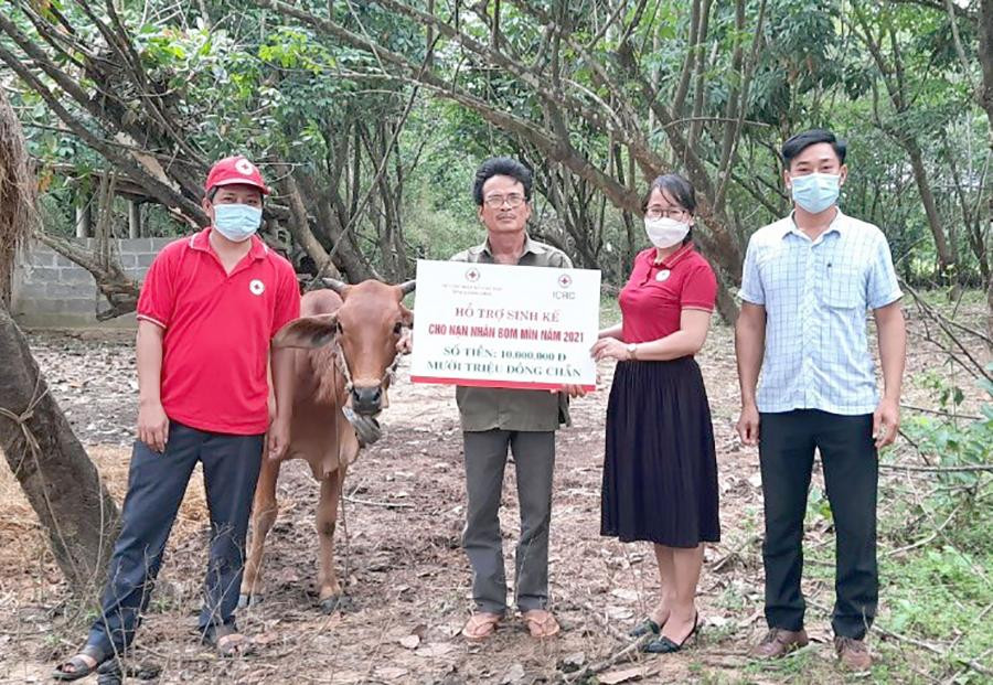 Hội Chữ thập đỏ tỉnh Quảng Bình tổ chức hỗ trợ sinh kế cho các gia đình nạn nhân bom mìn tại xã Vạn Ninh, huyện Quảng Ninh, tỉnh Quảng Bình