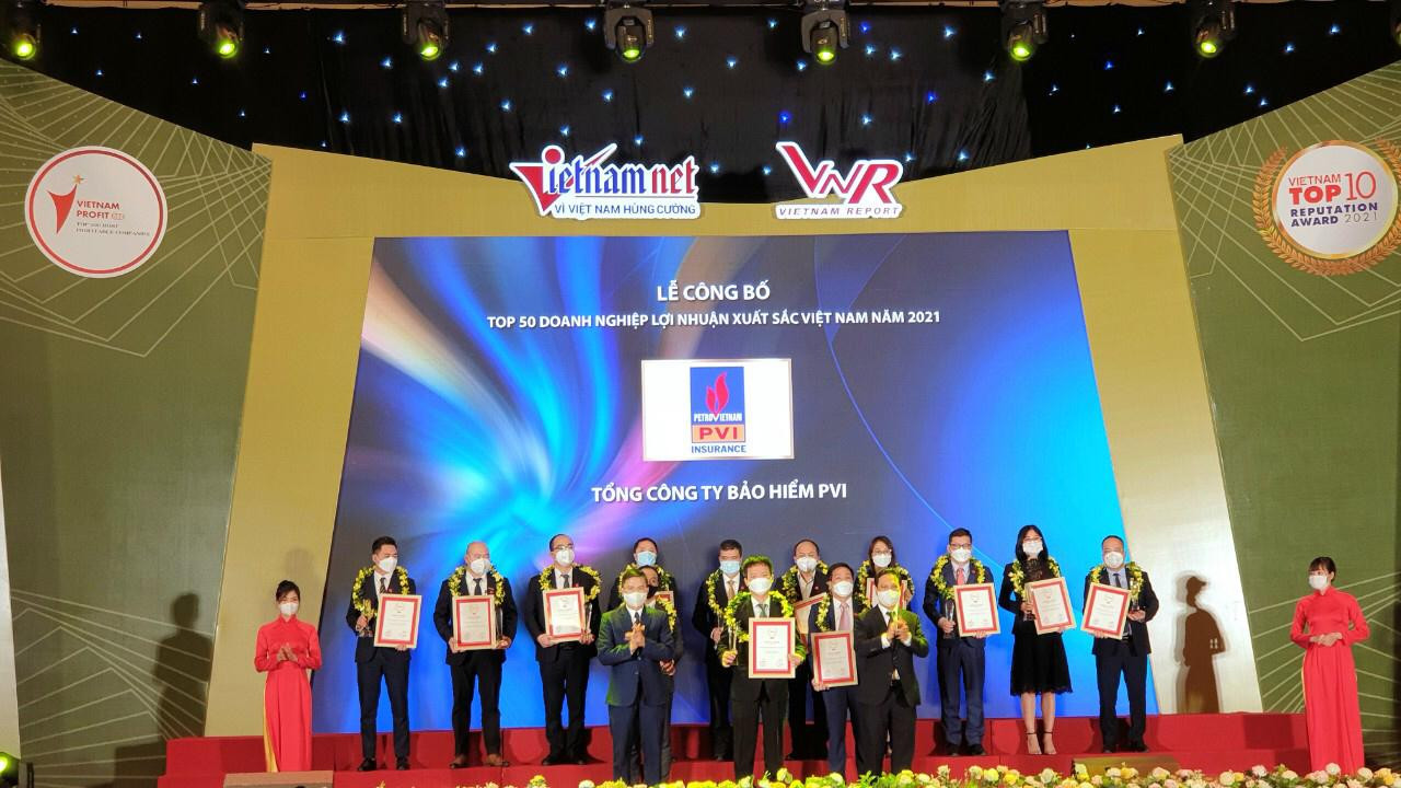 Bảo hiểm PVI được vinh danh trong Top 50 doanh nghiệp lợi nhuận xuất sắc nhất Việt Nam năm 2021