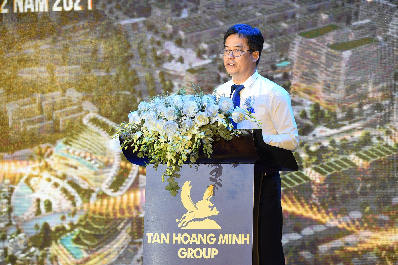 Ông Lê Quốc Anh, Tỉnh ủy viên, Phó Chủ tịch UBND Tỉnh Kiên Giang phát biểu tại lễ khởi công