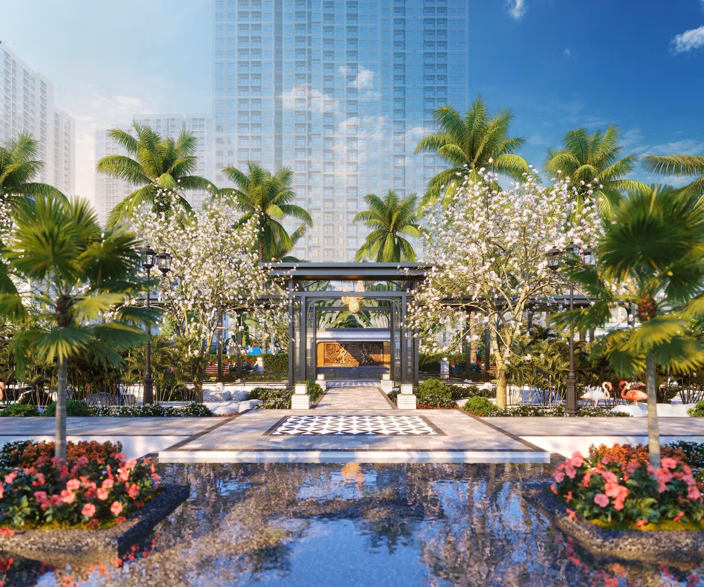 Kiến trúc Indochine được đưa vào tiện ích giàn cảnh quan The Muse tại phân khu The Tonkin thuộc KĐT Vinhomes Smart City