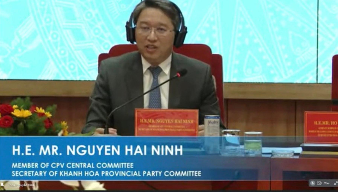 Ảnh chụp từ màn hình: Ông Nguyễn Hải Ninh, Uỷ viên Trung ương Đảng, Bí thư tỉnh uỷ Khánh Hoà