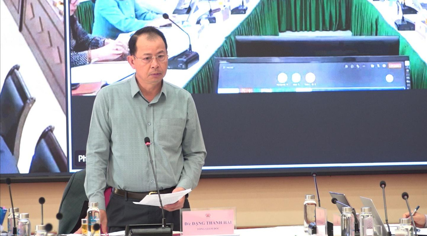 Tổng Giám đốc Tập đoàn Đặng Thanh Hải phát biểu tại hội nghị. Tổng Giám đốc Tập đoàn Đặng Thanh Hải phát biểu tại hội nghị.