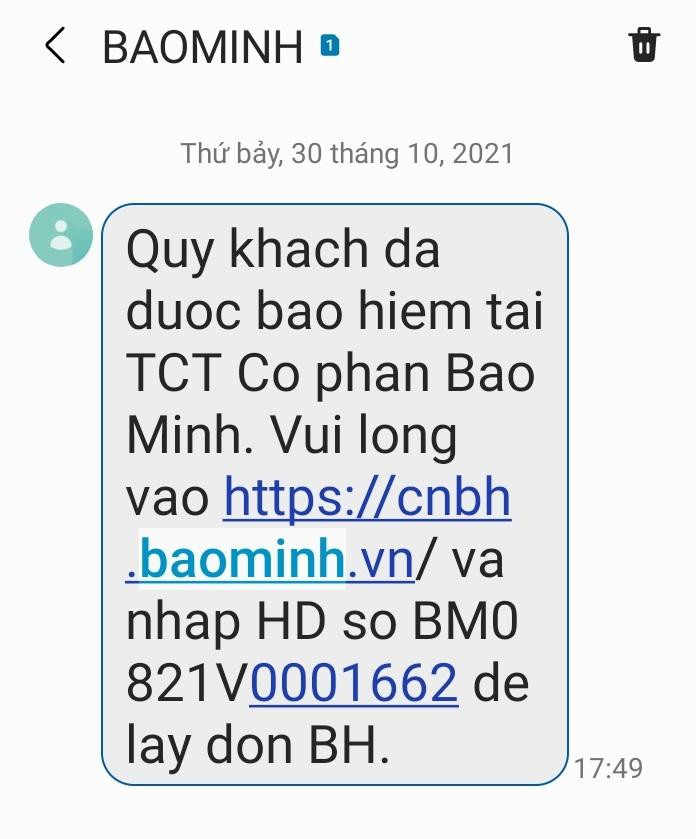 Khi khách hàng khai báo số điện thoại, hệ thống công ty bảo hiểm sẽ cung cấp tin nhắn đường liên kết cung cấp Giấy chứng nhận bảo hiểm điện tử để trình cơ quan CSGT. Khi khách hàng khai báo số điện thoại, hệ thống công ty bảo hiểm sẽ cung cấp tin nhắn đường liên kết cung cấp Giấy chứng nhận bảo hiểm điện tử để trình cơ quan CSGT.
