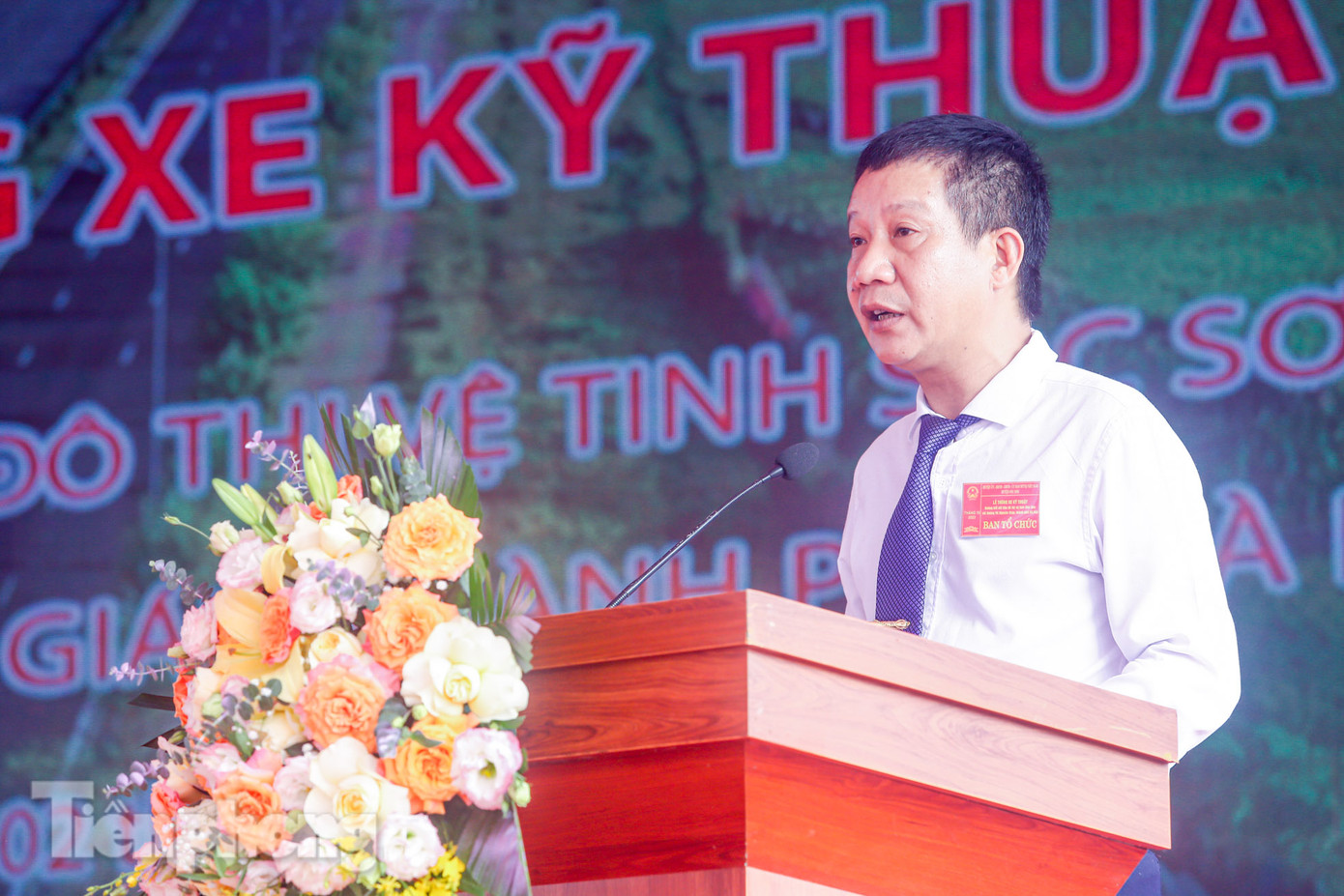 Chủ tịch UBND huyện Sóc Sơn Phạm Văn Minh phát biểu tại buổi lễ.