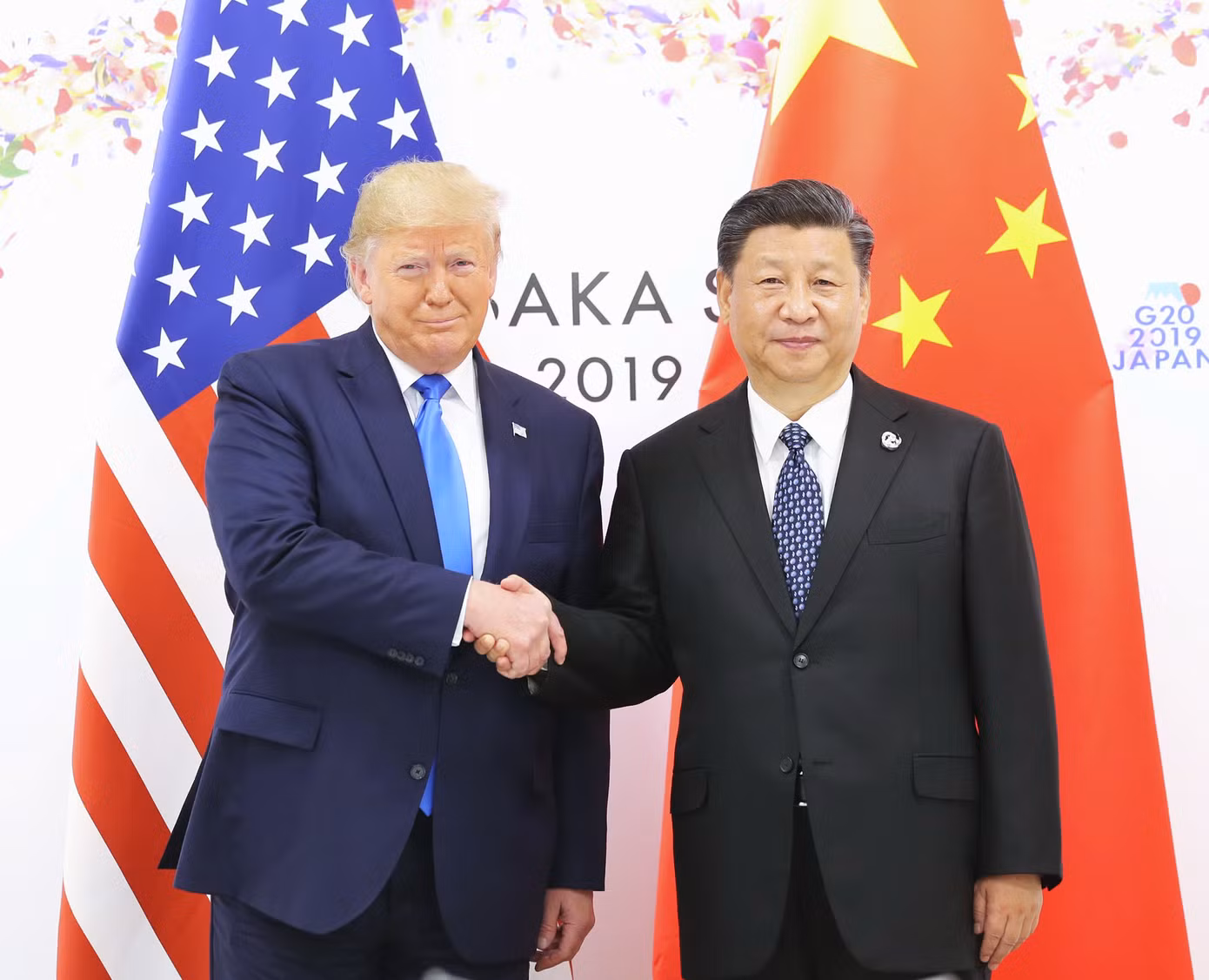 Chủ tịch Trung Quốc Tập Cận Bình gặp Tổng thống Mỹ Donald Trump tại Osaka, Nhật Bản, ngày 29/6/2019. Ảnh: Xinhua.