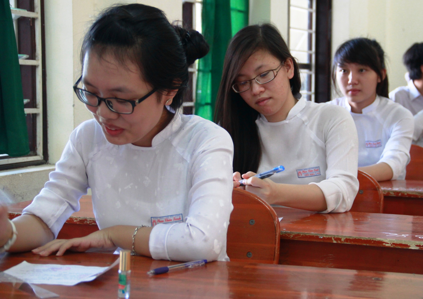 Thí sinh Đà Nẵng tại buổi thi đầu tiên sáng nay. Ảnh: Nguyễn Huy