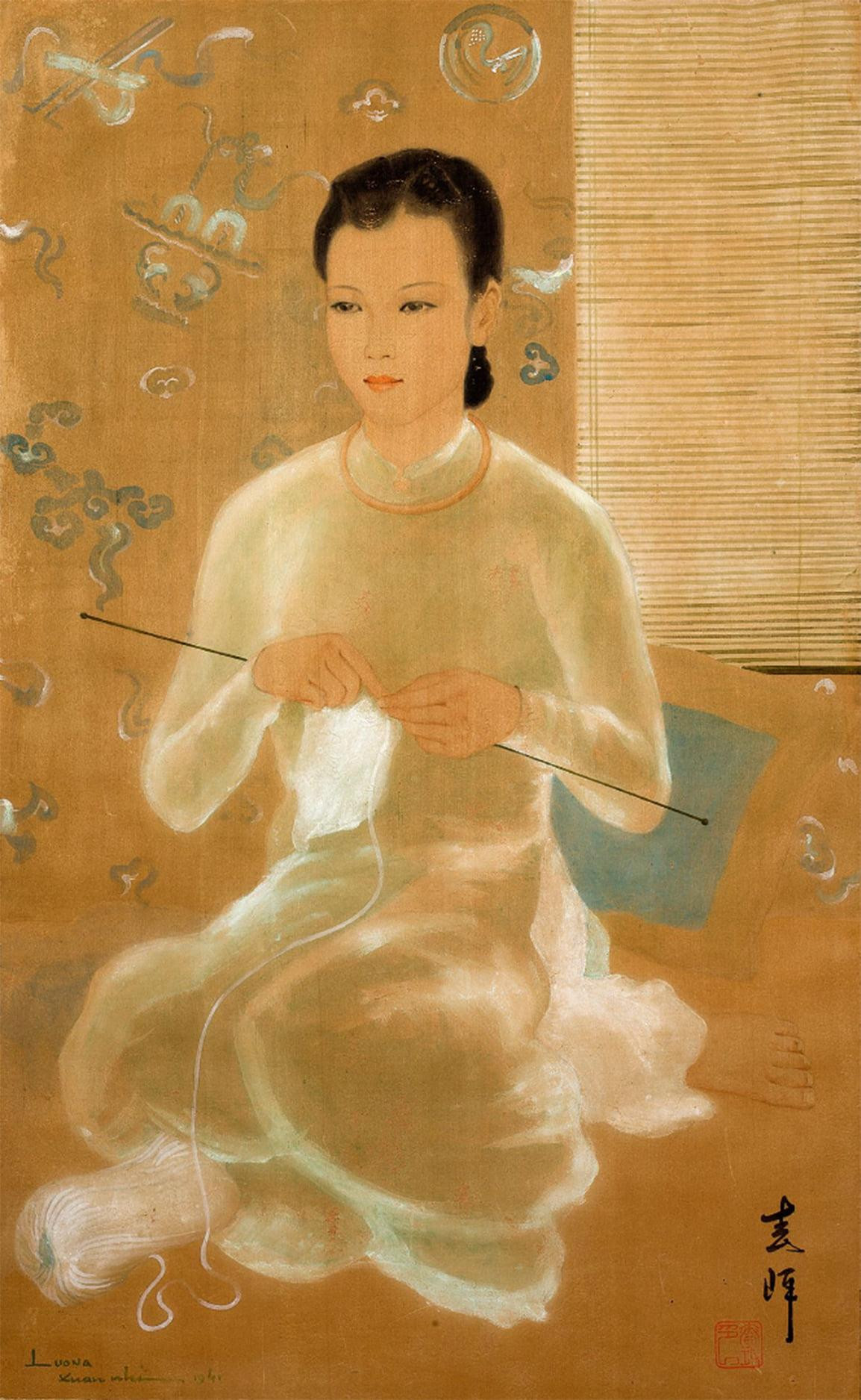 Bức “Le tricot” (Đan len) của hoạ sỹ Lương Xuân Nhị Bức “Le tricot” (Đan len) của hoạ sỹ Lương Xuân Nhị