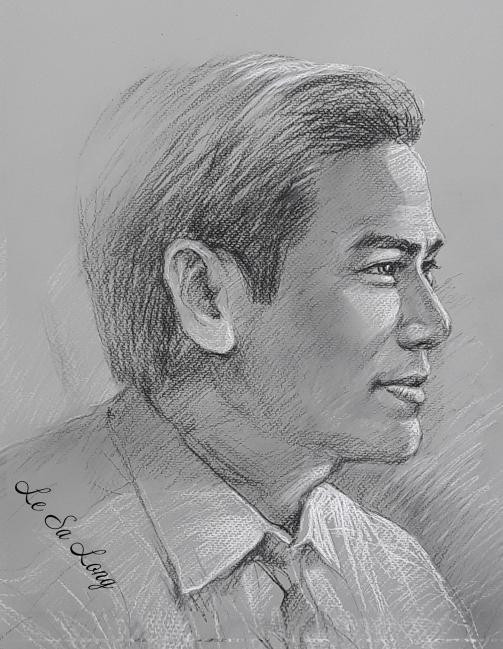 Hoạ sỹ Lê Sa Long (tự hoạ) Hoạ sỹ Lê Sa Long (tự hoạ)