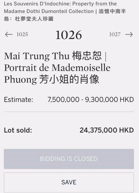 Giá bán bức tranh "Chân dung cô Phương"