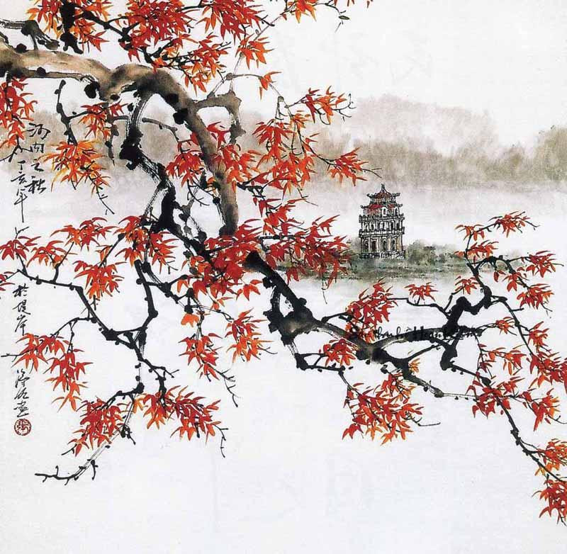 Tranh "Sắc thu hồ Hoàn Kiếm" của Trương Hán Minh Tranh "Sắc thu hồ Hoàn Kiếm" của Trương Hán Minh