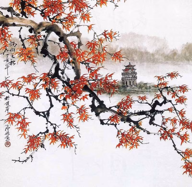 Tranh "Sắc thu hồ Hoàn Kiếm" của Trương Hán Minh