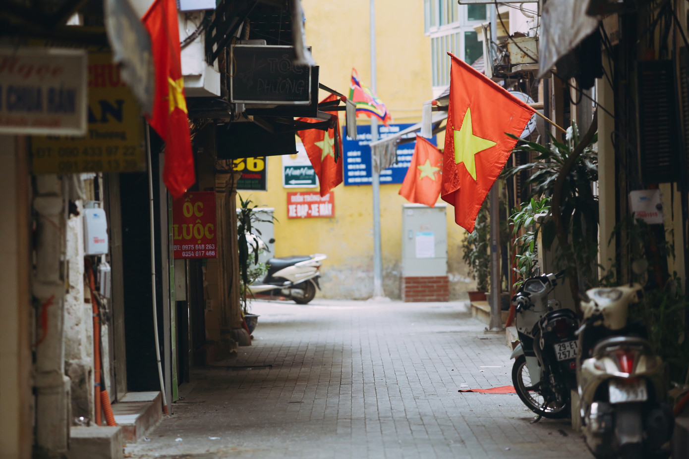 Sáng mùng 1 Tết, thay vì sự ồn ào, tấp nập là khung cảnh vắng lặng bình yên trên các con đường ở Hà Nội.