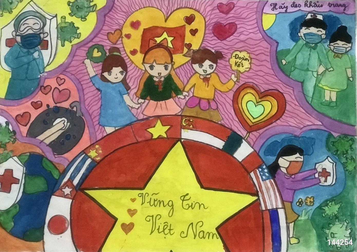 "Chung tay đẩy lùi dịch bệnh, Phạm Thị Linh Nhi", lớp 3A1, Trường TH Hải Thành, Phường Hải Thành, Quận Dương Kinh, thành phố Hải Phòng. "Chung tay đẩy lùi dịch bệnh, Phạm Thị Linh Nhi", lớp 3A1, Trường TH Hải Thành, Phường Hải Thành, Quận Dương Kinh, thành phố Hải Phòng.