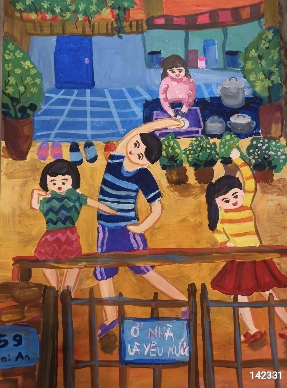 "Ở nhà là yêu nước", Nguyễn Trần Minh Tuệ, lớp 1/2, Trường Tiểu Học Phạm Hồng Thái Quận Ngũ Hành Sơn, thành phố Đà Nẵng. "Ở nhà là yêu nước", Nguyễn Trần Minh Tuệ, lớp 1/2, Trường Tiểu Học Phạm Hồng Thái Quận Ngũ Hành Sơn, thành phố Đà Nẵng.