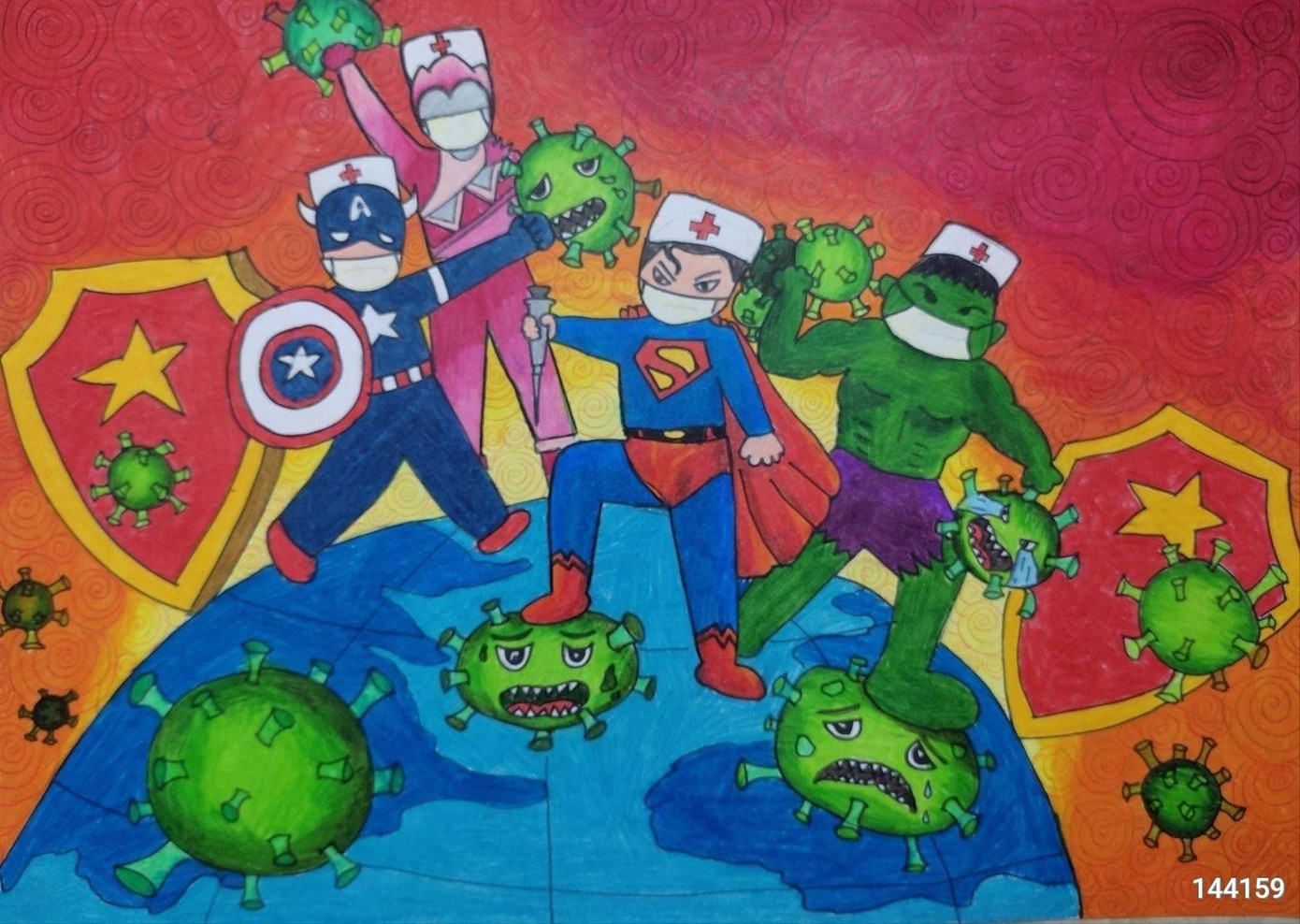 "Y bác sĩ trở thành siêu anh hùng", Trần Đăng Khoa, lớp 1A3, Trường TH Thông Bình 1, huyện Tân Hồng, tỉnh Đồng Tháp. "Y bác sĩ trở thành siêu anh hùng", Trần Đăng Khoa, lớp 1A3, Trường TH Thông Bình 1, huyện Tân Hồng, tỉnh Đồng Tháp.