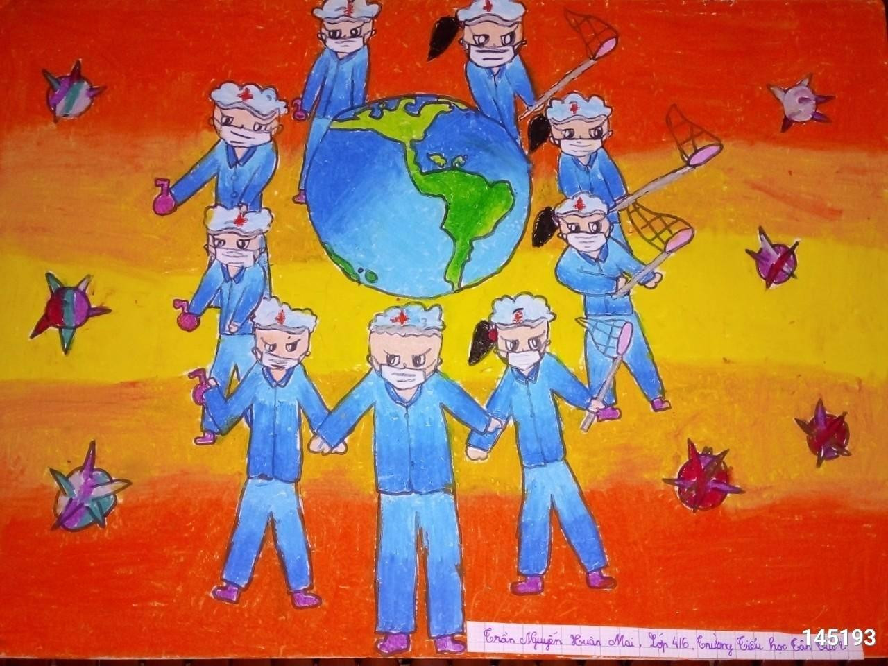 "Cùng nhau quyết tâm chống lại COVID", Trần Nguyễn Xuân Mai, Lớp 4/6, Trường Tiểu học Tân Túc 2, Thị Trấn Tân Túc, Huyện Bình Chánh, thành phố Hồ Chí Minh. "Cùng nhau quyết tâm chống lại COVID", Trần Nguyễn Xuân Mai, Lớp 4/6, Trường Tiểu học Tân Túc 2, Thị Trấn Tân Túc, Huyện Bình Chánh, thành phố Hồ Chí Minh.