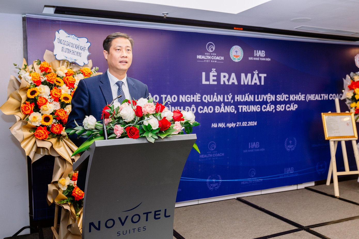 Tiến sĩ Trần Bá Kiên – Hiệu trưởng Trường Cao đẳng Dược Trung ương Hải Dương - phát biểu khai mạc.