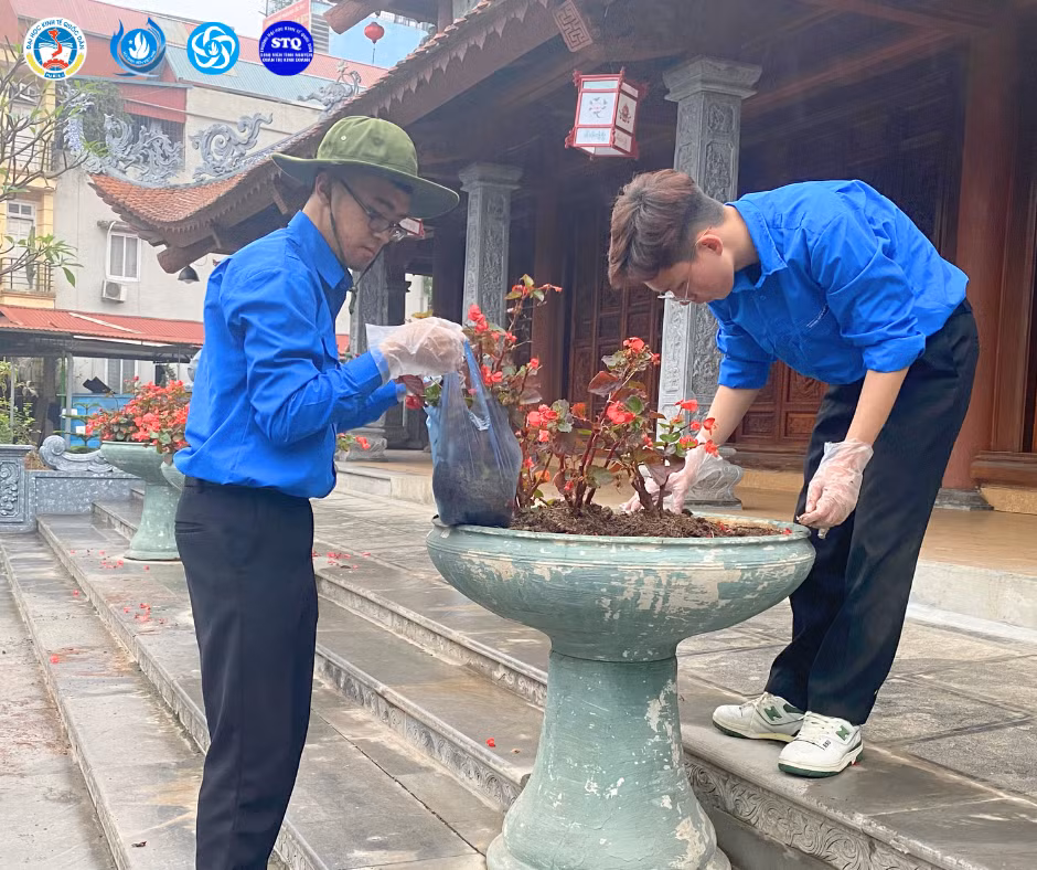 Hoạt động trồng cây tại chùa Pháp Vân.