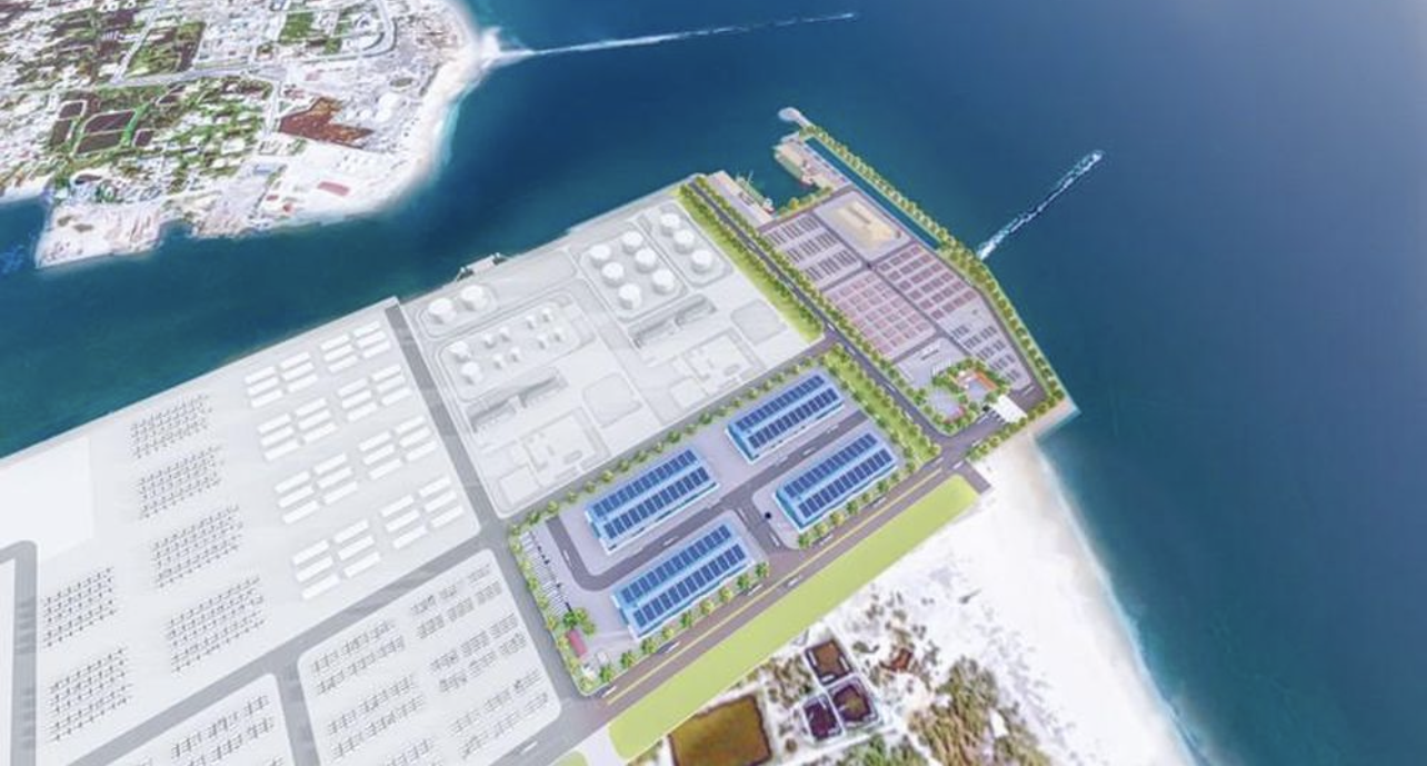 Phối cảnh mô phỏng Dự án bến cảng tổng hợp Nam Cửa Việt và khu kho bãi, hậu cần cảng thuộc khu bến cảng Cửa Việt.