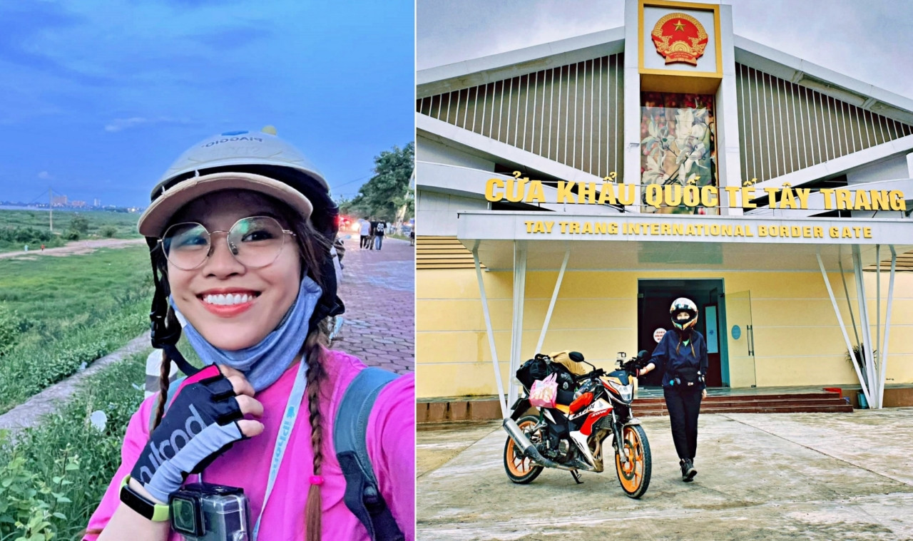 Tuyết Minh quyết định một mình phượt xuyên 4 quốc gia bằng xe máy vì thấy mình "còn trẻ, còn sức khỏe". Ảnh: Nhân vật cung cấp.