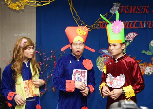 'Táo du học sinh' tại Nga đón xuân mới. Ảnh: Nguyễn Ngân (từ Tomsk, Liên bang Nga) 