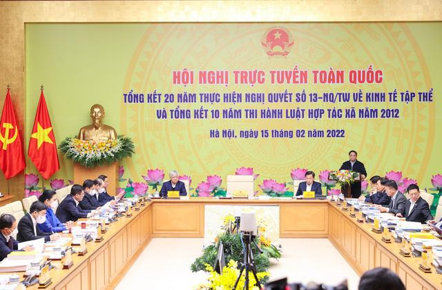 Thủ tướng chủ trì Hội nghị trực tuyến toàn quốc về kinh tế tập thể, HTX - Ảnh: VGP/Nhật Bắc