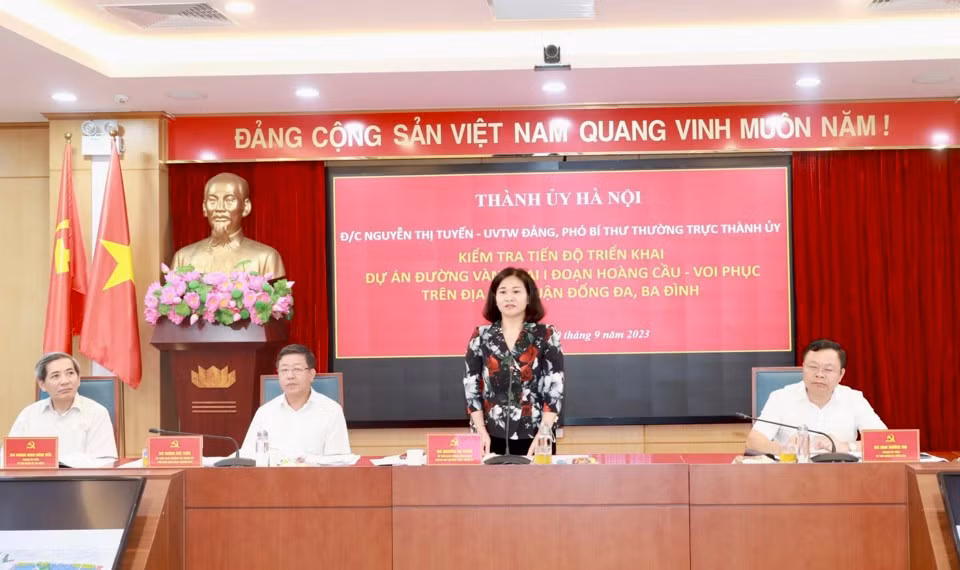 Phó Bí thư Thường trực Thành ủy Nguyễn Thị Tuyến kết luận buổi kiểm tra