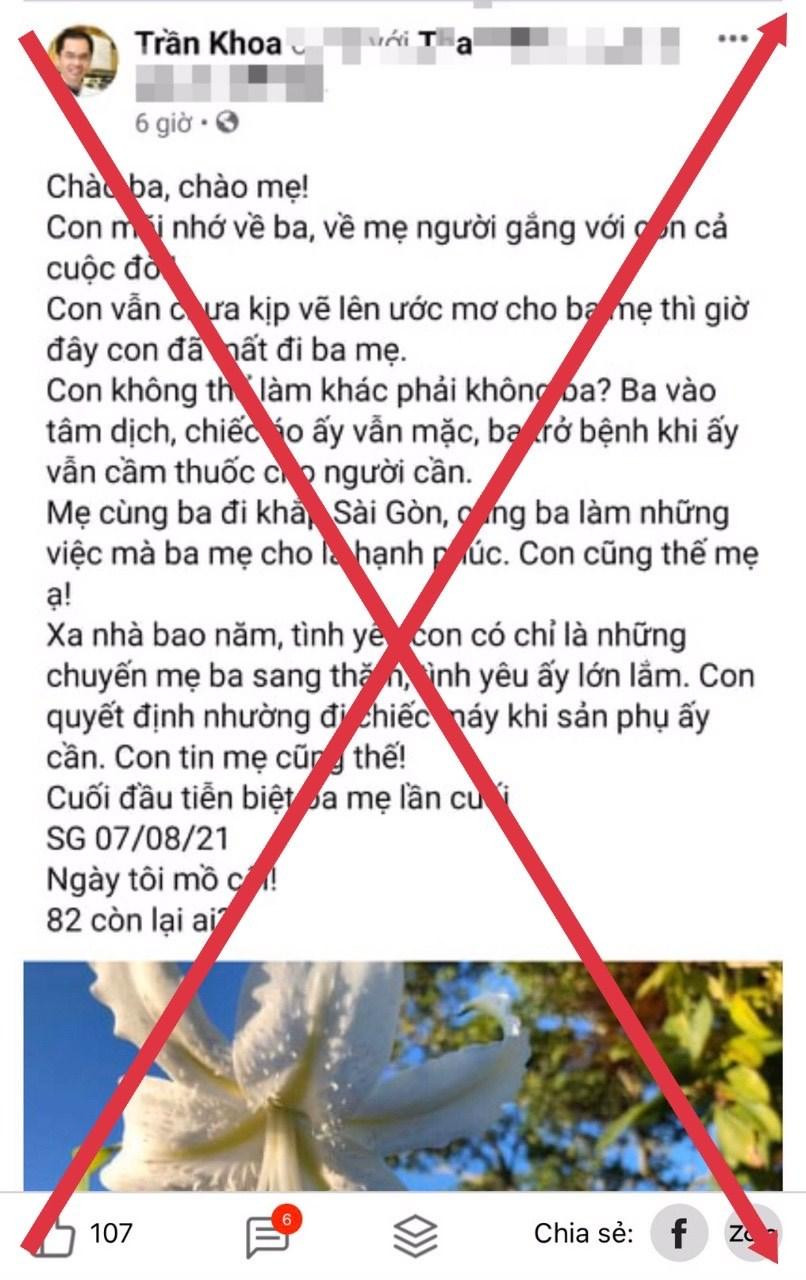 Thông tin sai sự thật được chia sẻ trên facebook