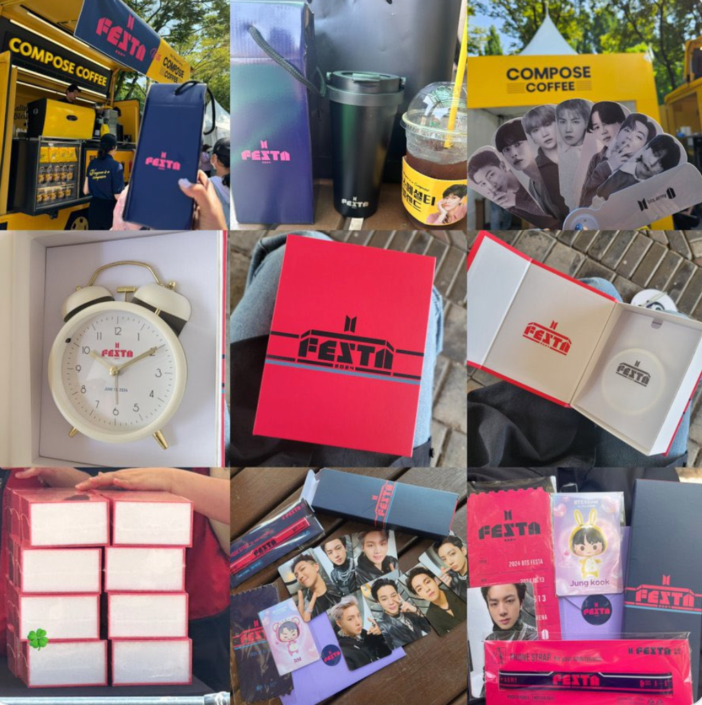 Một số món quà được chuẩn bị cho ARMY tham gia sự kiện. Một số món quà được chuẩn bị cho ARMY tham gia sự kiện.