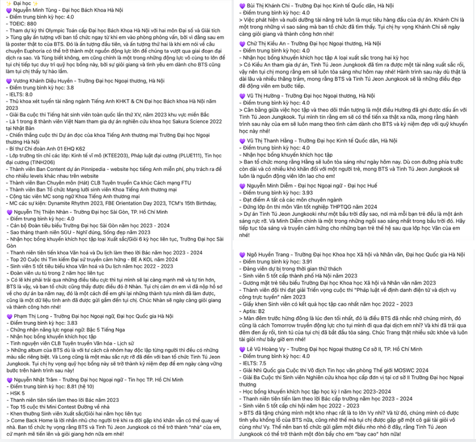 Ban tổ chức còn để lại ấn tượng lớn với những dòng chia sẻ tiếp sức đầy động lực cho từng bạn đạt học bổng.