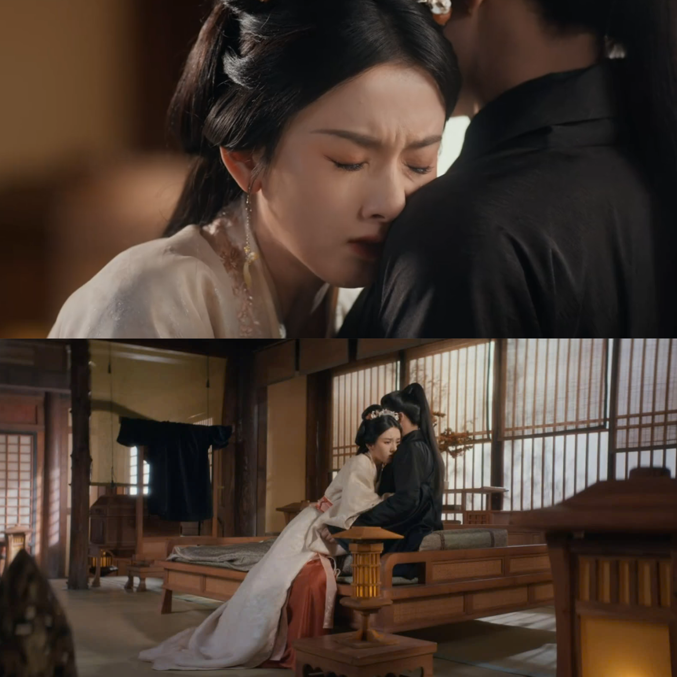 Mạnh mẽ xử lý người ngoài là vậy, nàng lại nức nở khi chàng tỉnh lại từ cơn hôn mê. Có vẻ sau sóng gió ở tiệc mừng thọ, Kiều Man đã chính thức "đổ" Ngụy Thiệu.