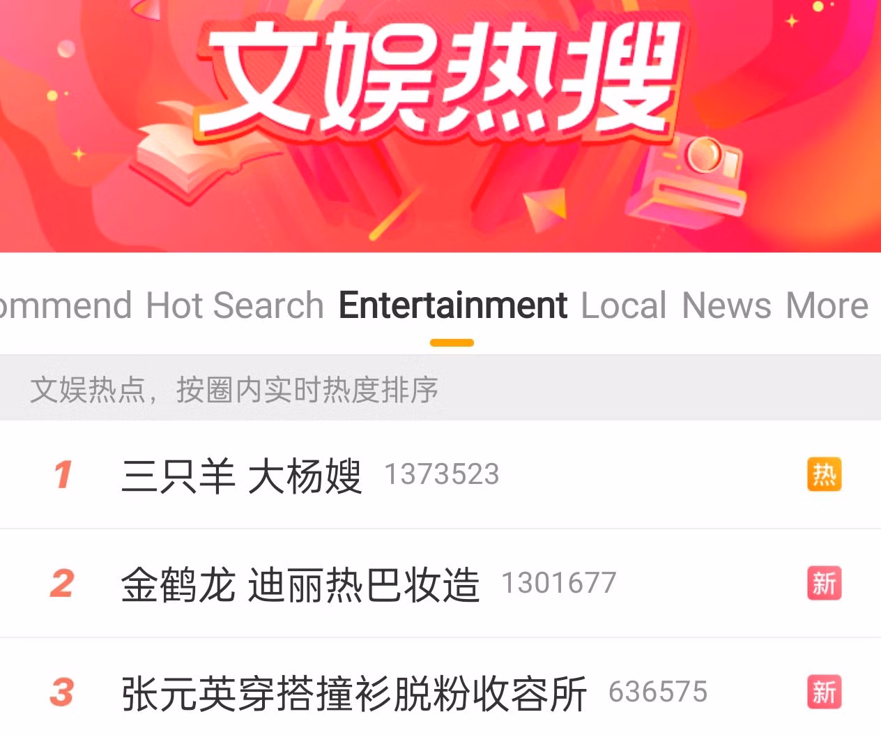 Từ khóa liên quan tới Địch Lệ Nhiệt Ba cũng lần lượt thăng hạng trên bảng Hot Search mục Giải trí của Weibo.