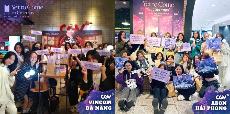 Người hâm mộ nô nức đi xem BTS: Yet to Come in Cinemas tại các cụm rạp Việt Nam. Ảnh: CGV Cinemas VietNam Người hâm mộ nô nức đi xem BTS: Yet to Come in Cinemas tại các cụm rạp Việt Nam. Ảnh: CGV Cinemas VietNam
