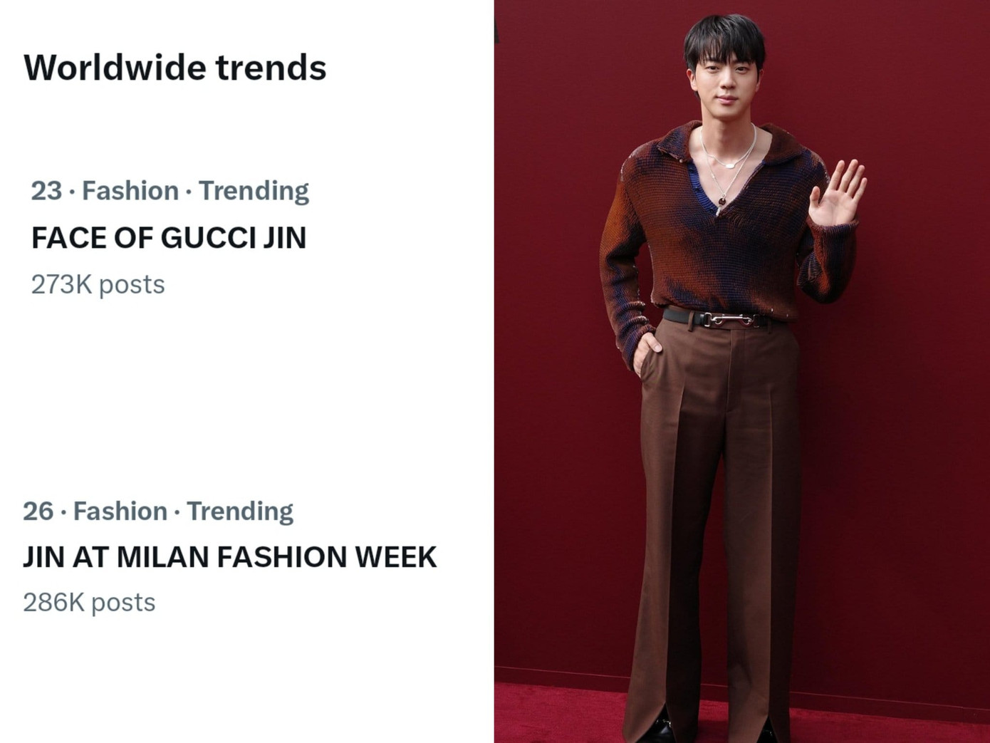 Các từ khóa liên quan đến anh chàng và sự kiện đang &quot;leo rank&quot; ở mảng Thời trang toàn cầu.