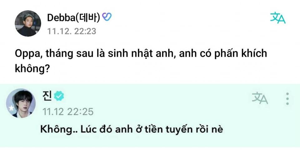 Trước đó, Jin đã để lại một bình luận trên Weverse, cho biết anh sẽ nhập ngũ trước dịp sinh nhật, khiến người hâm mộ tiếc nuối.