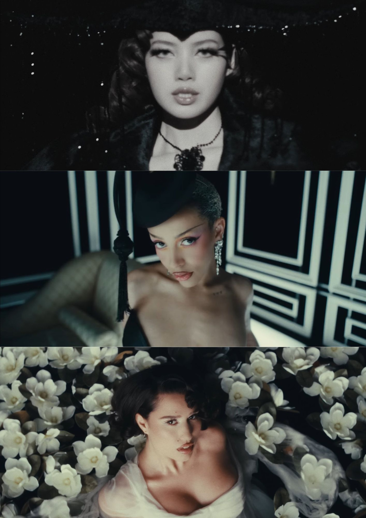 Lisa, Raye và Doja Cat với các tạo hình khác biệt trong Born Again. Lisa, Raye và Doja Cat với các tạo hình khác biệt trong Born Again.